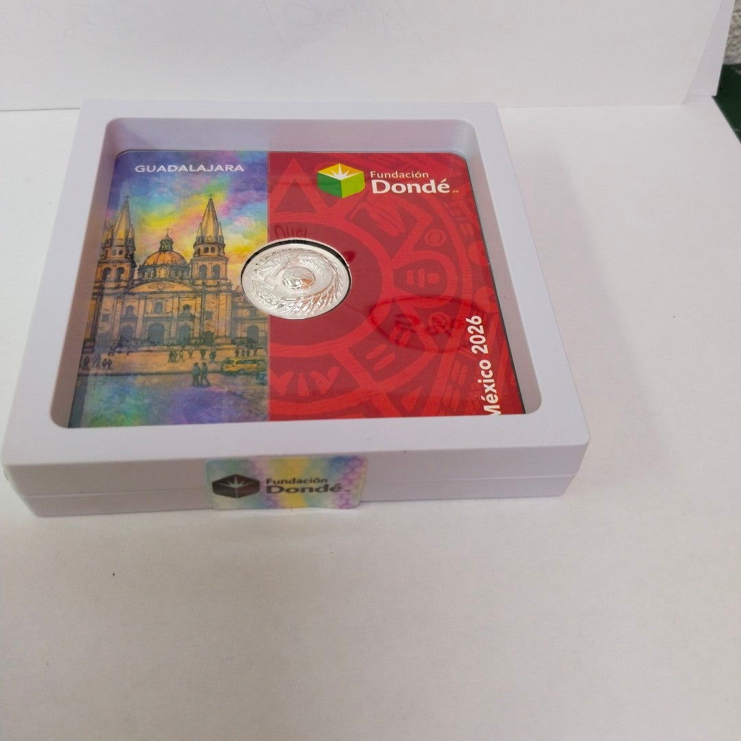 MEDALLA CONMEMORATIVA FRD FÚTBOL MOTIVO QUETZALCÓATL PLATA .925 11.9 GR (NUEVO)