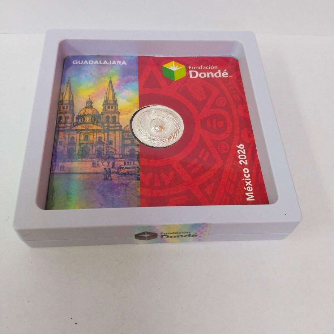 MEDALLA CONMEMORATIVA FRD FÚTBOL MOTIVO QUETZALCÓATL PLATA .925 11.9 GR (NUEVO)