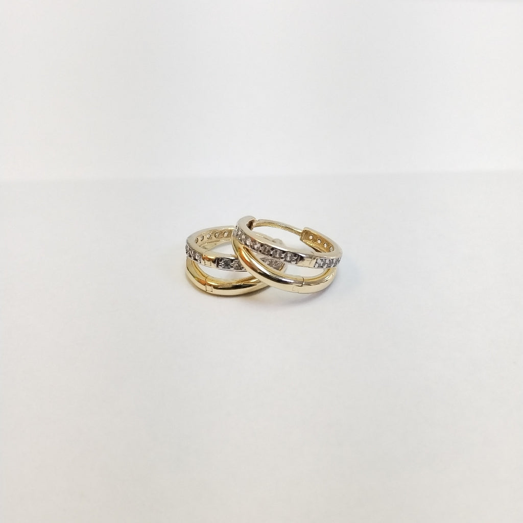 ARRACADAS PAR ORO COMBINADO 14 K 1.8 GRMS (SEMINUEVO)