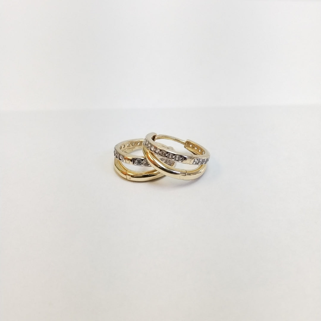 ARRACADAS PAR ORO COMBINADO 14 K 1.8 GRMS (SEMINUEVO)