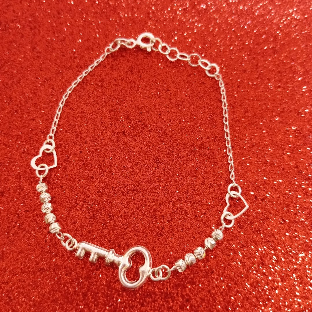 PULSERA TEJIDO LLAVE PLATA .925 18 CM 2.3 GR (NUEVO)