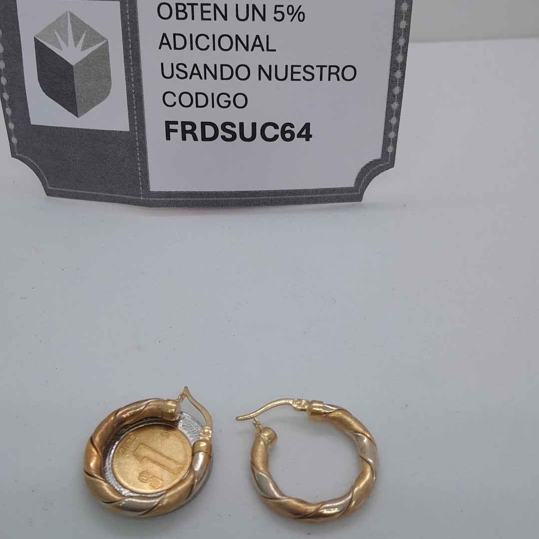 ARETES PAR ORO COMBINADO 10 K 3,50 GRMS (SEMINUEVO)