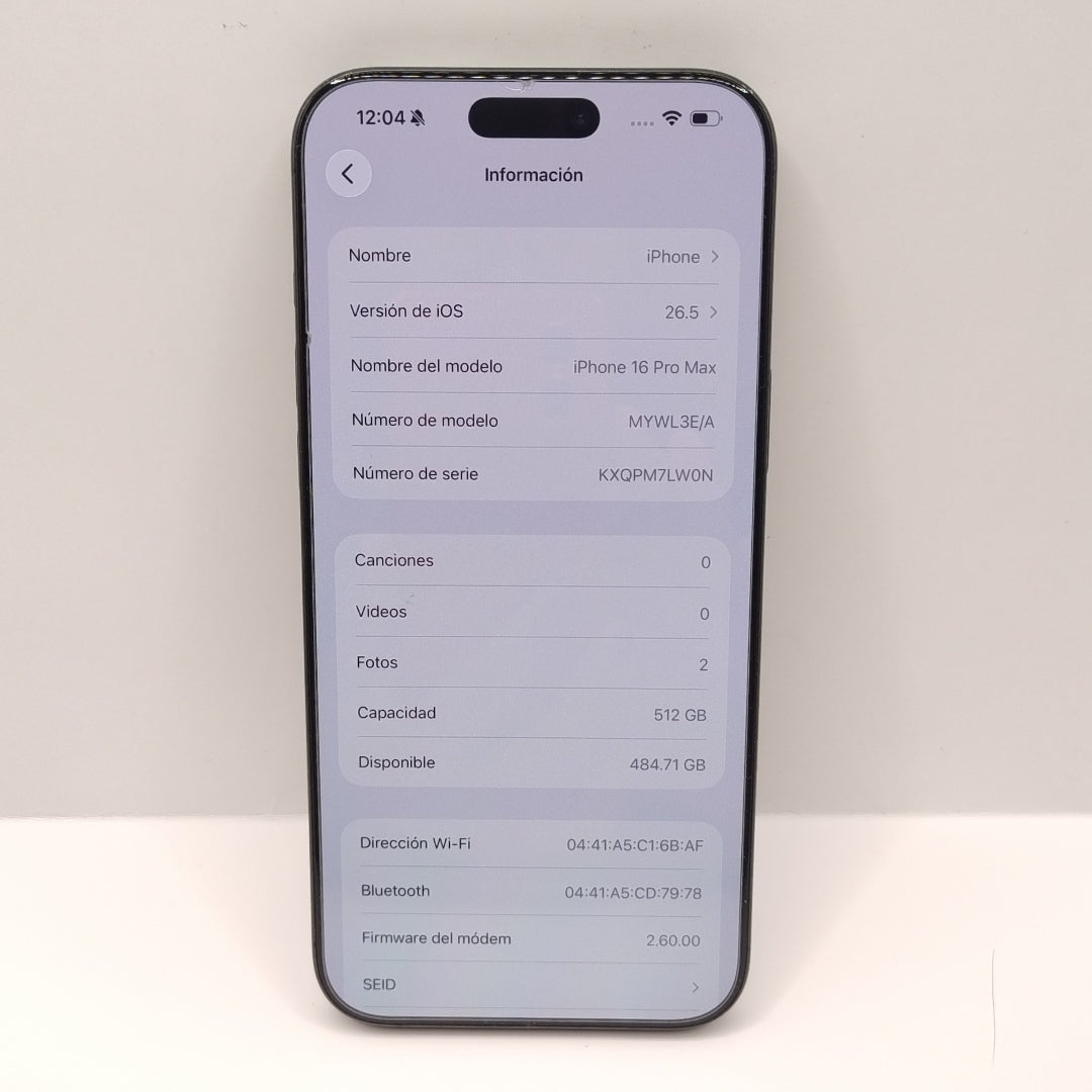 CELULAR APPLE IPHONE 16 PRO MAX A3295 (2024) 512 GB 8 GB RAM (SEMINUEVO)