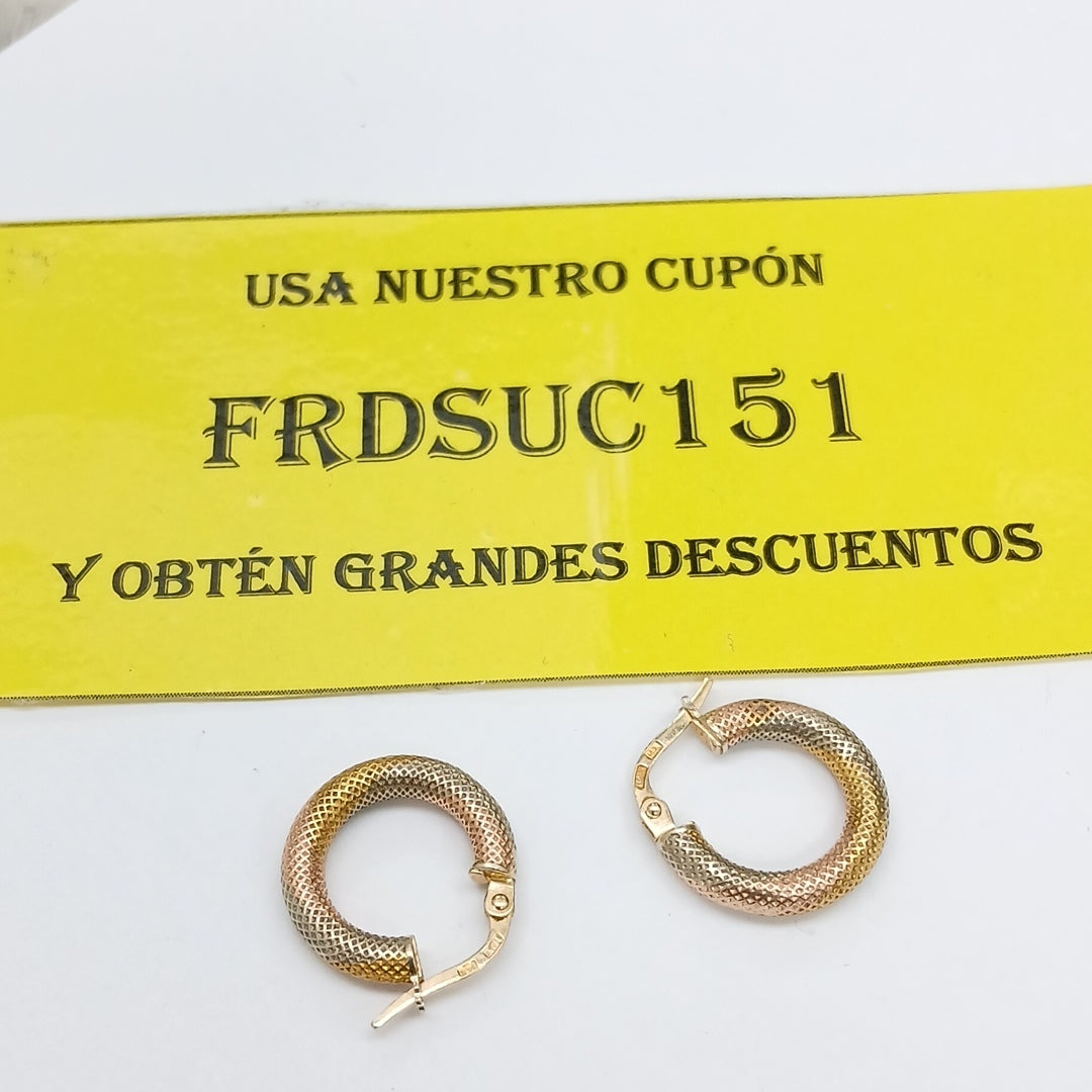 ARRACADAS PAR ORO, ORO COMBINADO 14 K 1.9 GRMS (SEMINUEVO)