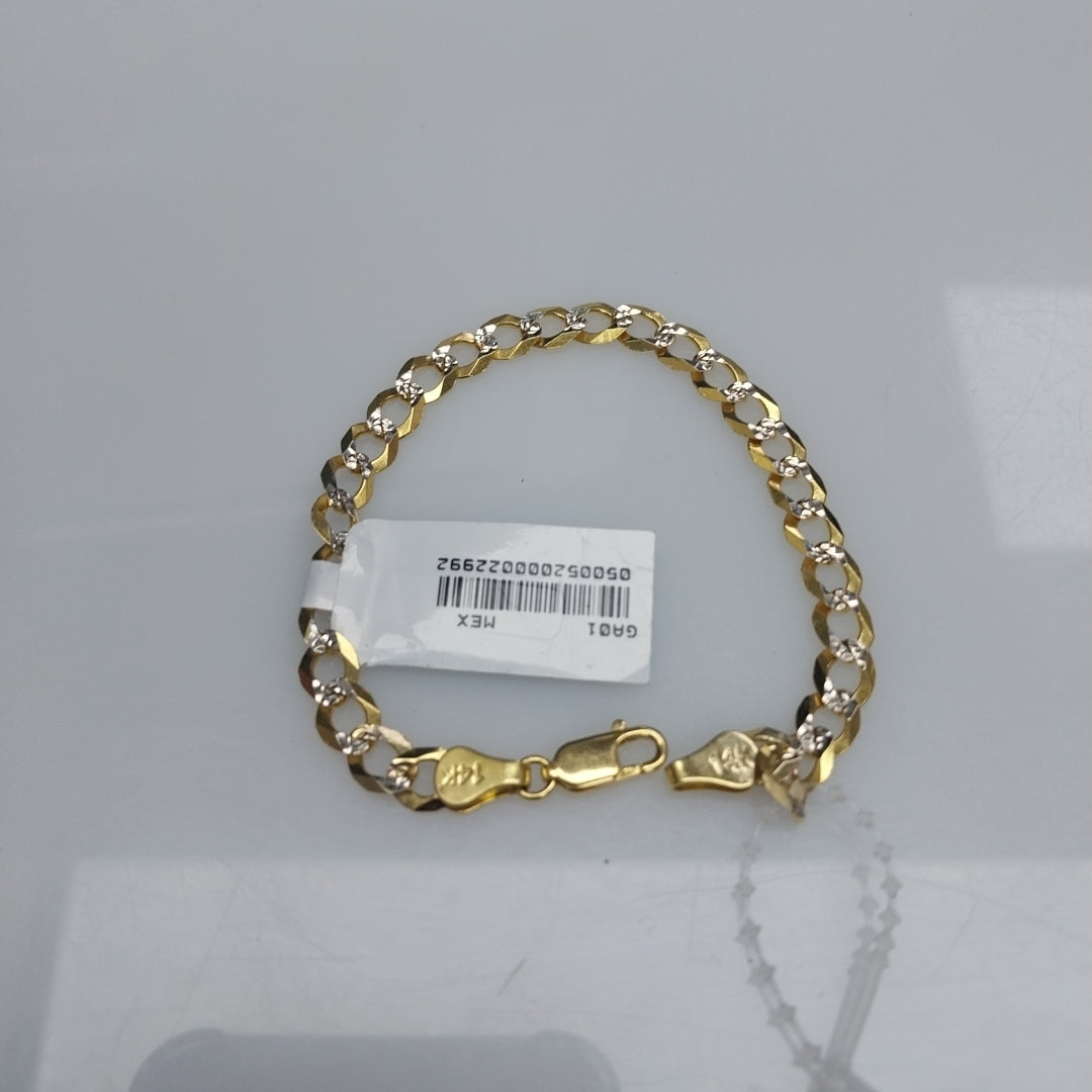 PULSERAS TEJIDO BARBADA DIAMANTADA ORO 14K 16 CM 5.5 GR (NUEVO)