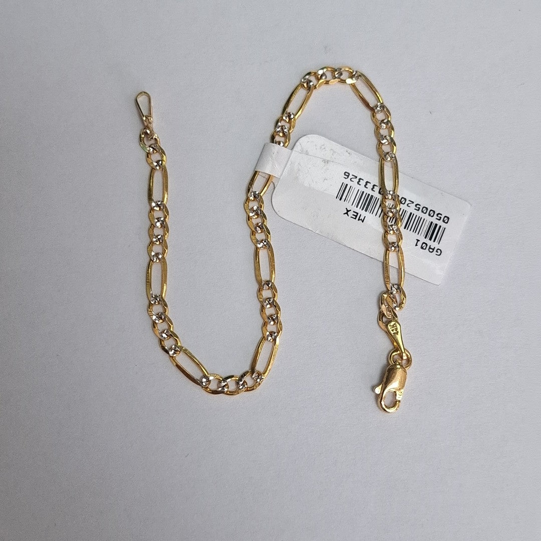 PULSERAS 3X1 DIAMANTADA ORO 14K 18 CM 3 GR (NUEVO)