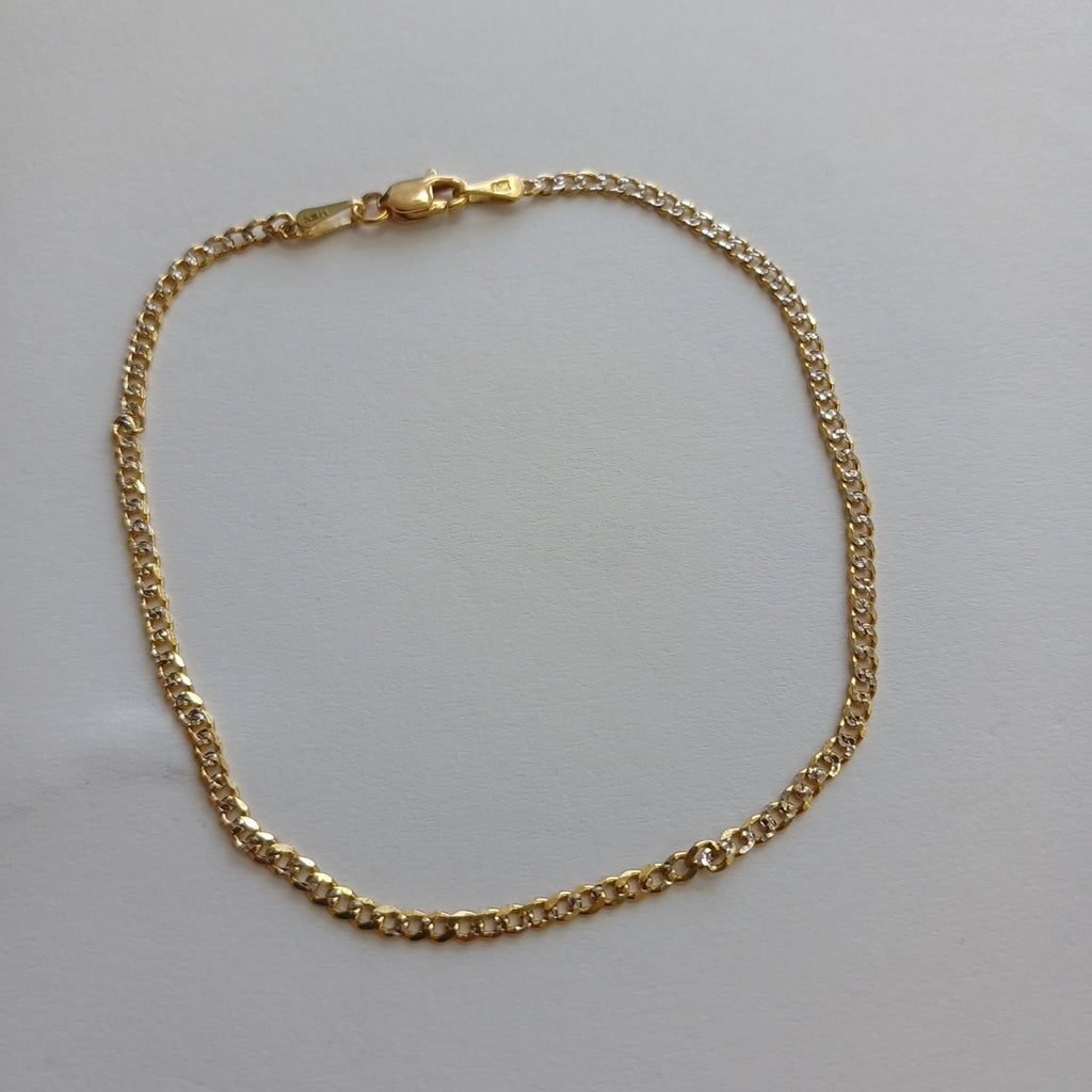 PULSERAS BARBADA DIAMANTADA ORO 14K 18 CM 2.4 GR (NUEVO)