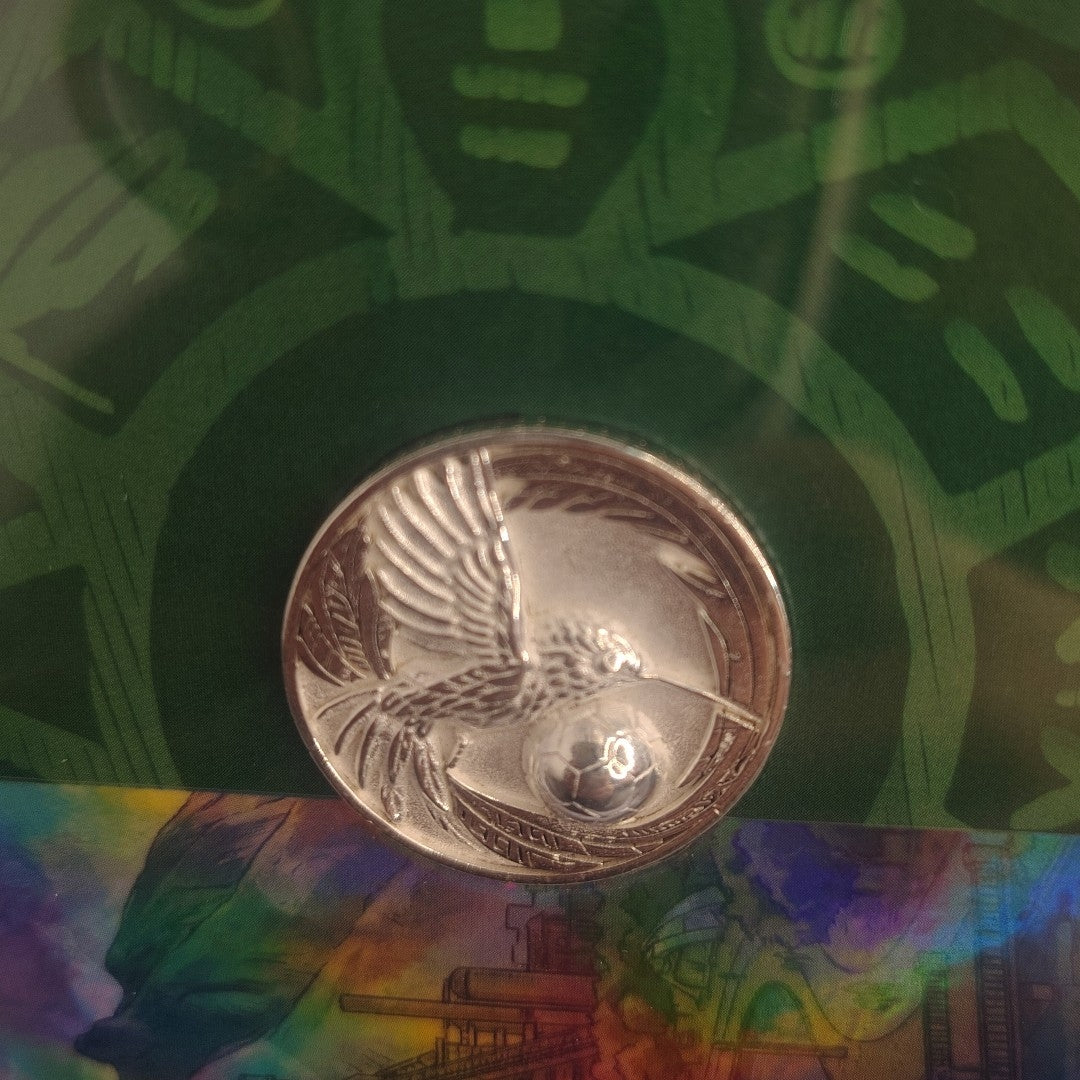 MEDALLA CONMEMORATIVA FRD FÚTBOL MOTIVO COLIBRI PLATA .925 8 GR (NUEVO)