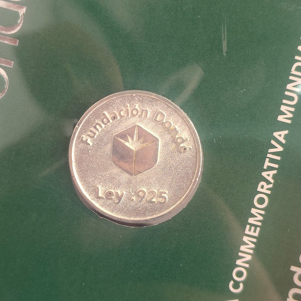 MEDALLA CONMEMORATIVA FRD FÚTBOL MOTIVO QUETZALCÓATL PLATA .925 11.9 GR (NUEVO)