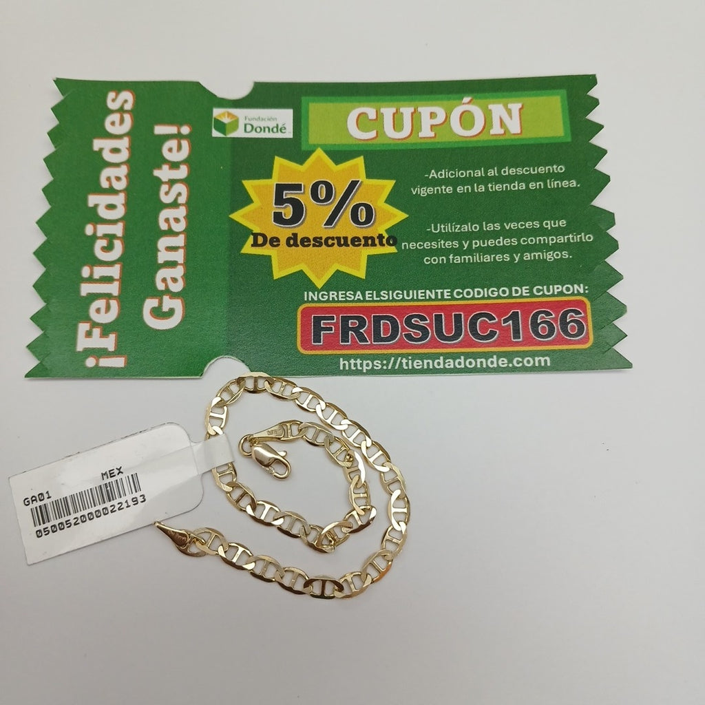 PULSERAS TEJIDO MARINERA ORO 14K 16 CM 2.8 GR (NUEVO)