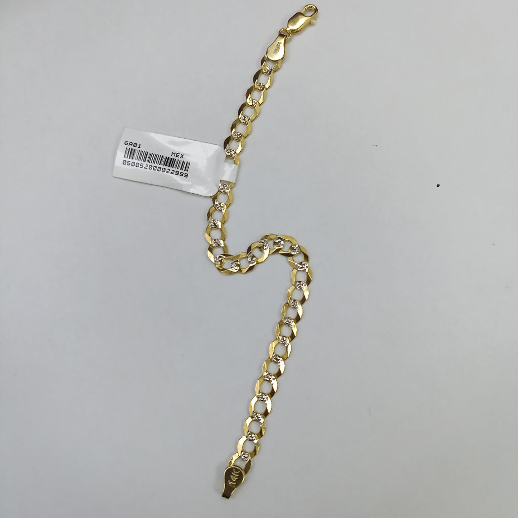 PULSERAS TEJIDO BARBADA DIAMANTADA ORO 14K 16 CM 5.6 GR (NUEVO)