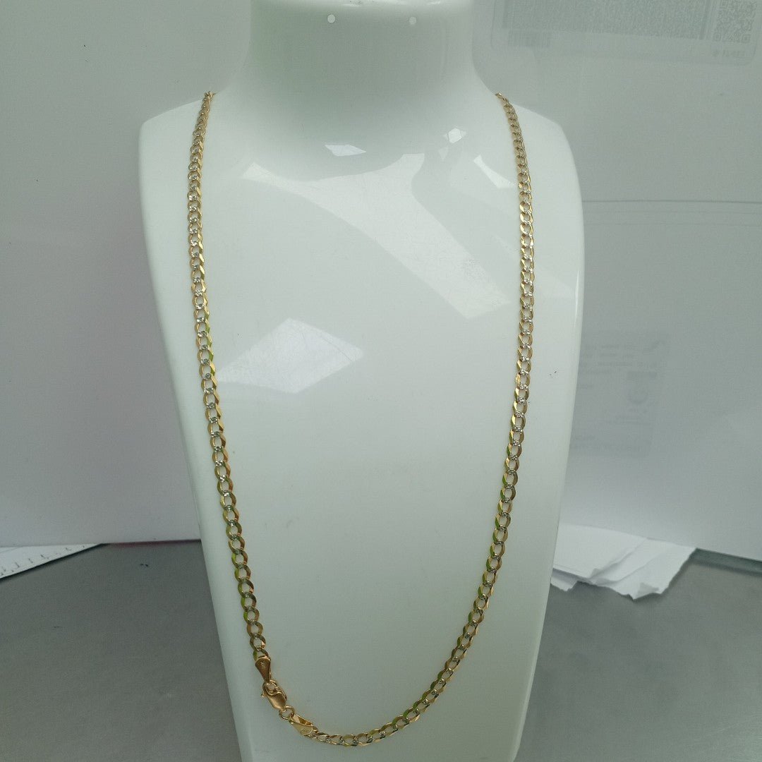 CADENAS BARBADA DIAMANTADA ORO 14K 55 CM 8.9 GR (NUEVO)