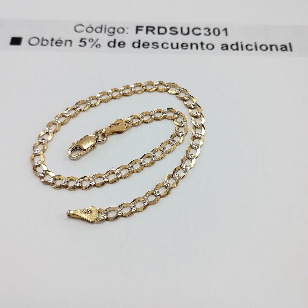 PULSERAS BARBADA DIAMANTADA ORO 14K 21 CM 3.6 GR (NUEVO)