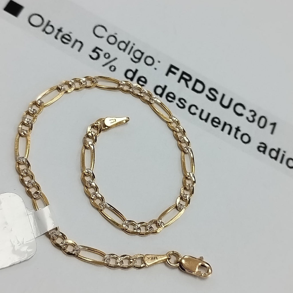 PULSERAS 3X1 DIAMANTADA ORO 14K 18 CM 3 GR (NUEVO)
