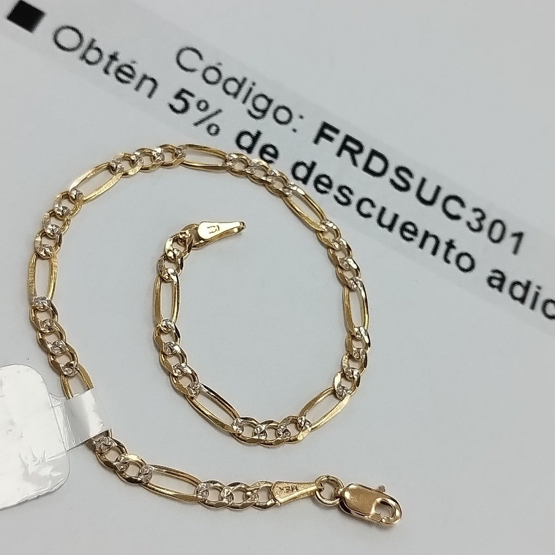 PULSERAS 3X1 DIAMANTADA ORO 14K 18 CM 3 GR (NUEVO)