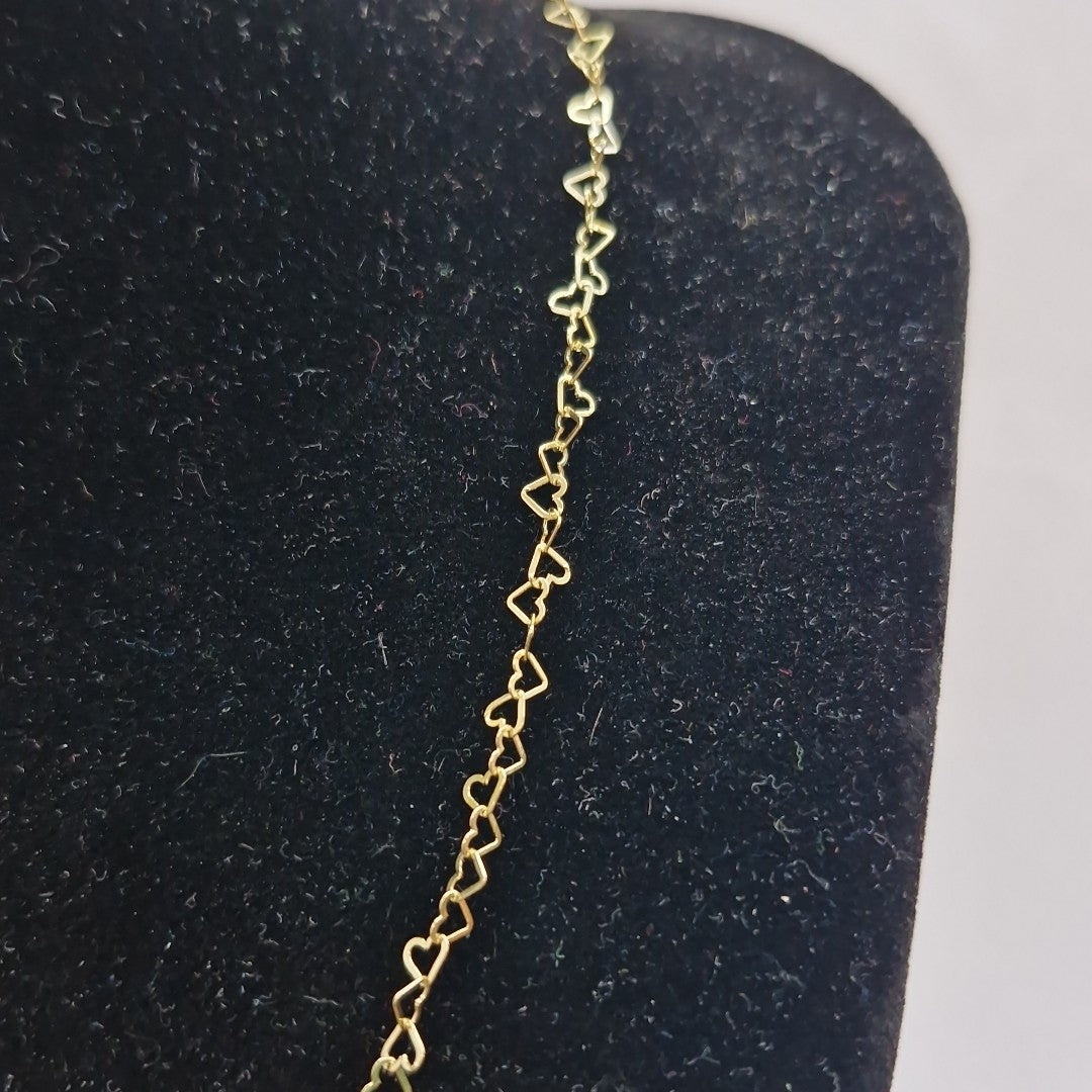 CADENAS TEJIDO CORAZONES ORO 10K 50 CM 2.5 GR (NUEVO)
