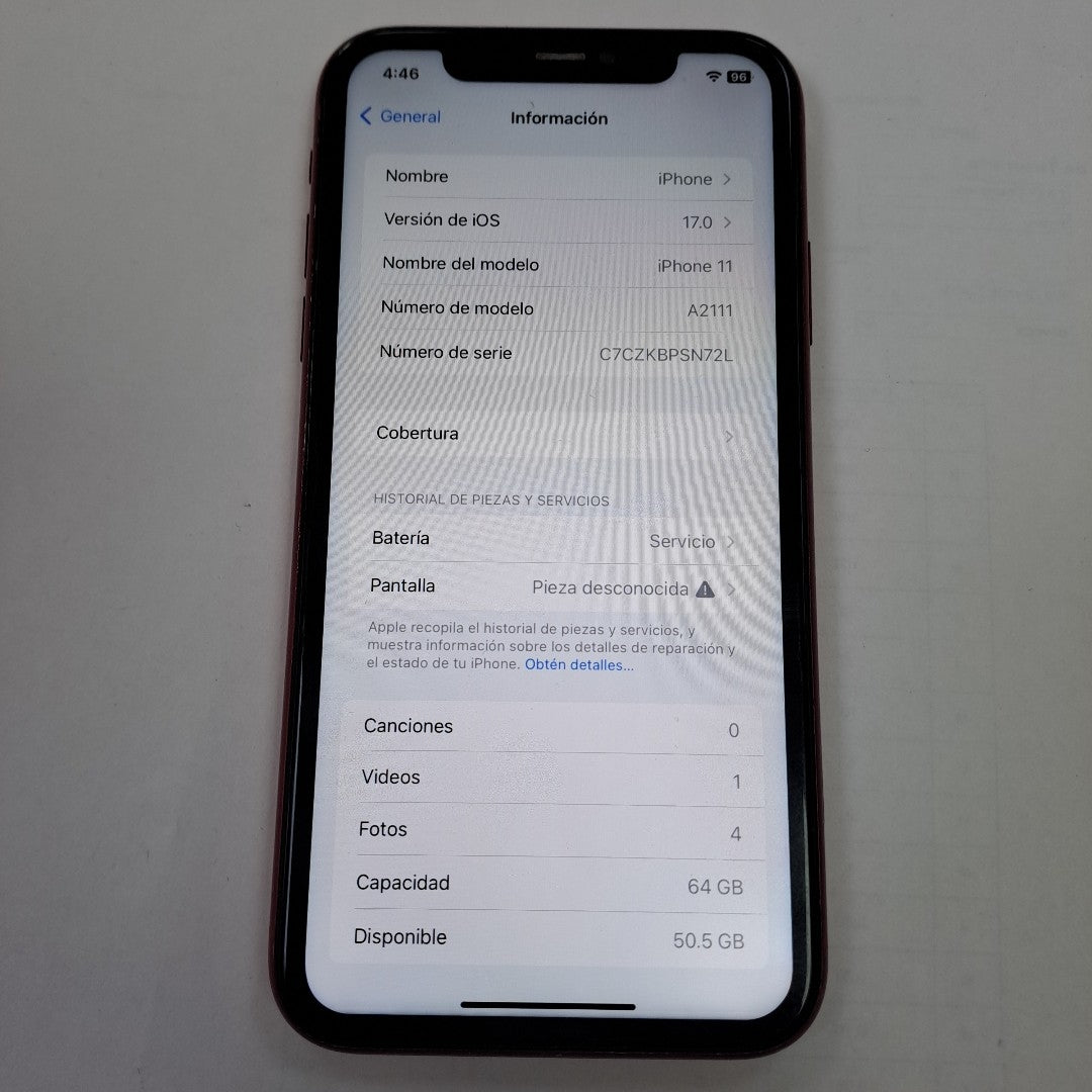CELULAR APPLE IPHONE 11 A2111 64 GB 4 GB RAM (SEMINUEVO)