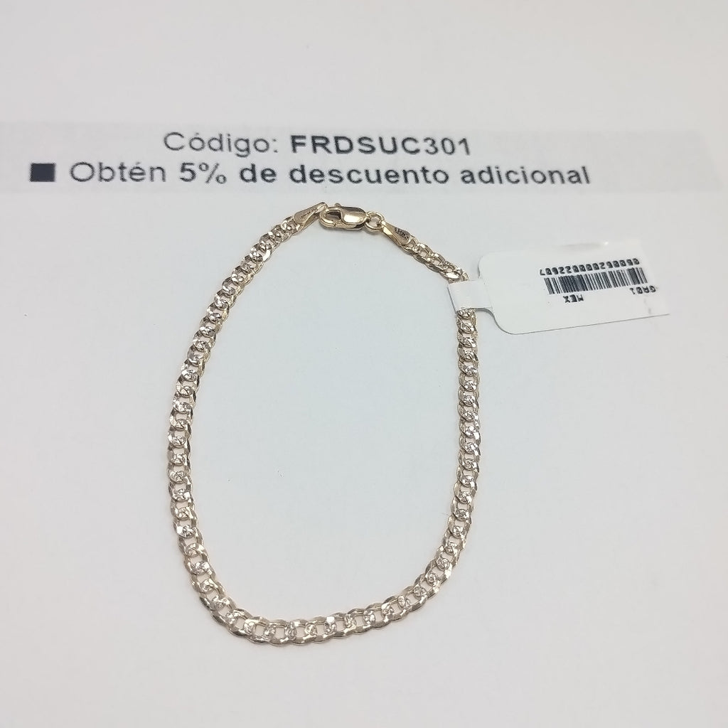 PULSERAS TEJIDO BARBADA DIAMANTADA ORO 14K 18 CM 3.1 GR (NUEVO)