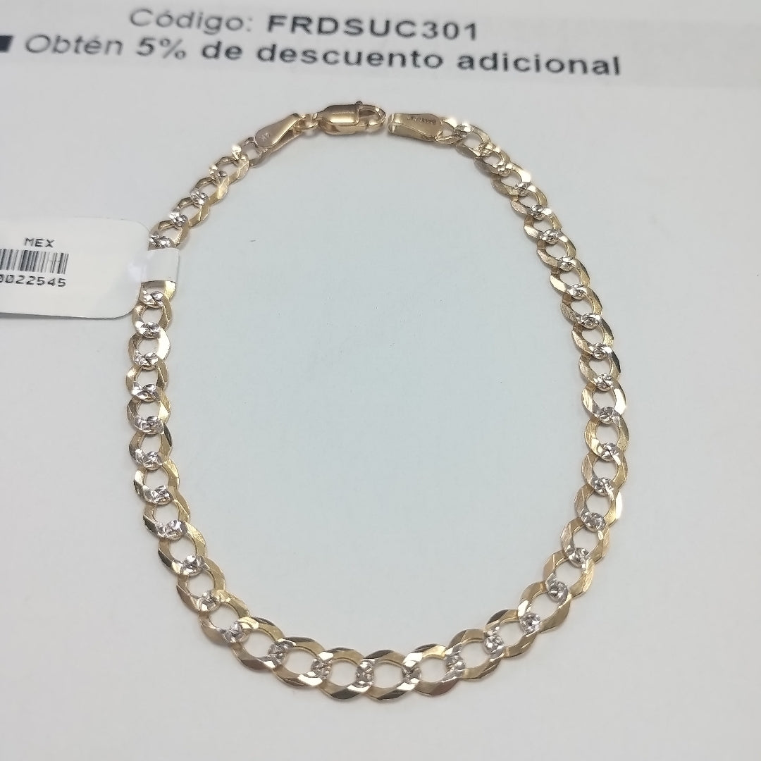 PULSERAS TEJIDO BARBADA DIAMANTADA ORO 14K 21 CM 4.9 GR (NUEVO)