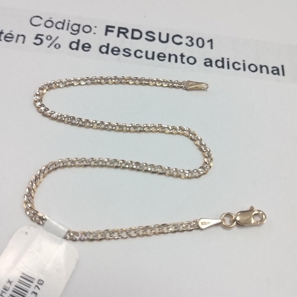 PULSERAS BARBADA DIAMANTADA ORO 14K 18 CM 2.4 GR (NUEVO)