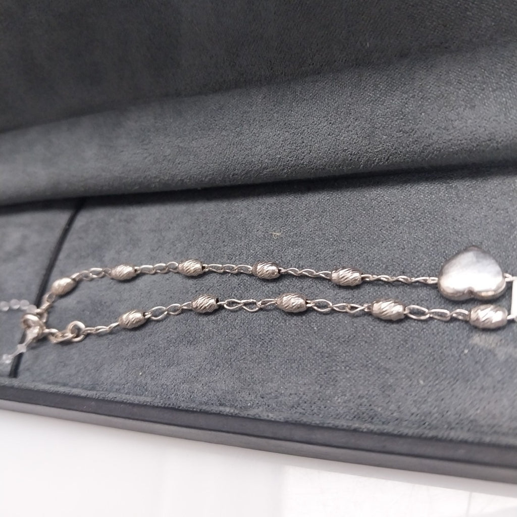 PULSERA TEJIDO CORAZON PLATA .925 18 CM 3.3 GR (NUEVO)