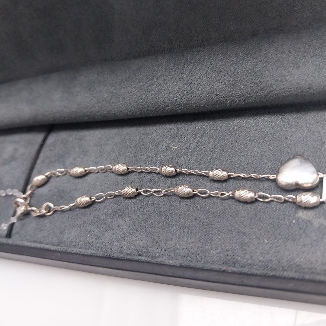 PULSERA TEJIDO CORAZON PLATA .925 18 CM 3.3 GR (NUEVO)