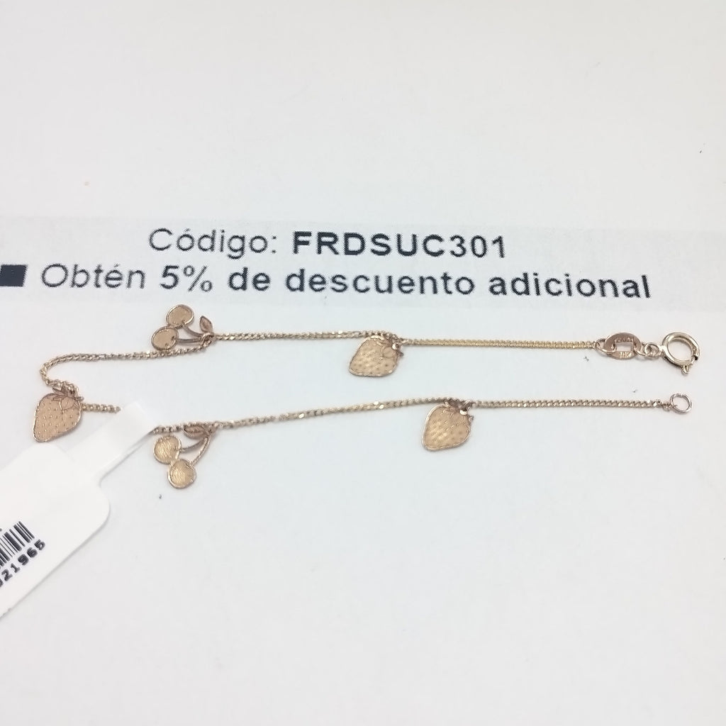 PULSERAS TEJIDO ESPECIAL C/DIJE ORO 10K 18 CM 1.4 GR (NUEVO)