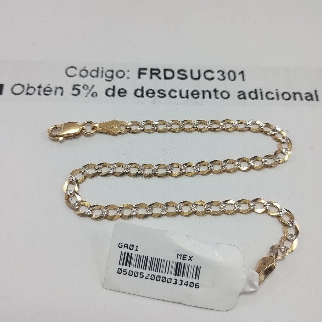 PULSERAS BARBADA DIAMANTADA ORO 14K 21 CM 3.6 GR (NUEVO)