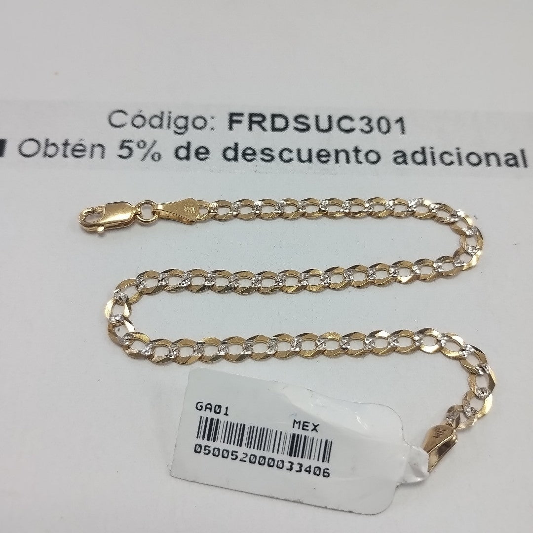 PULSERAS BARBADA DIAMANTADA ORO 14K 21 CM 3.6 GR (NUEVO)