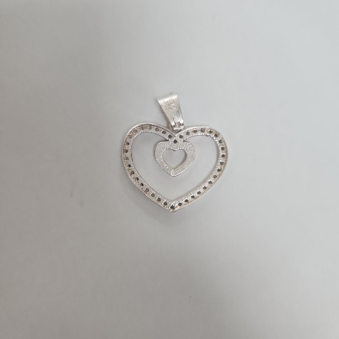DIJE CORAZON C/CIRCONIAS PLATA .925 2.7 GR (NUEVO)