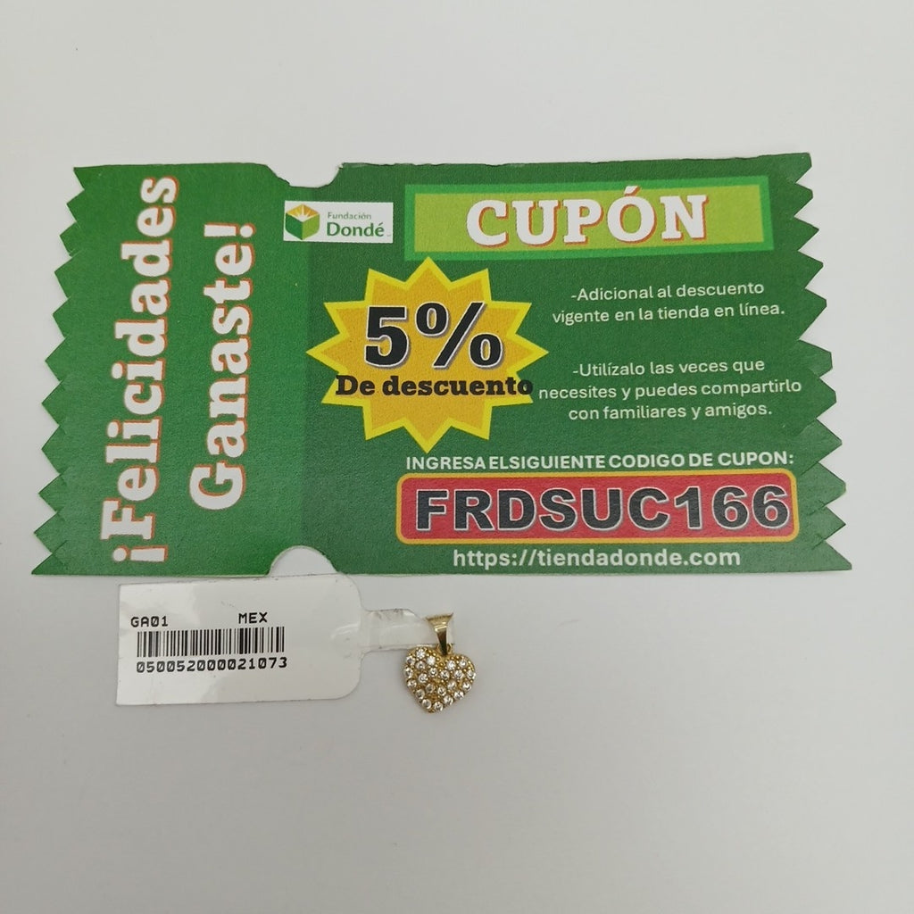 DIJES CORAZON C/CIRCONIA ORO 10K 0.7 GR (NUEVO)