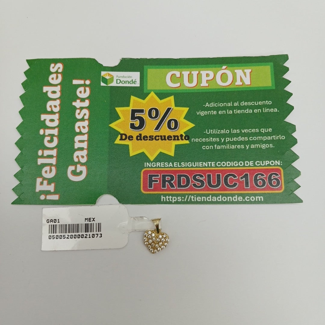 DIJES CORAZON C/CIRCONIA ORO 10K 0.7 GR (NUEVO)