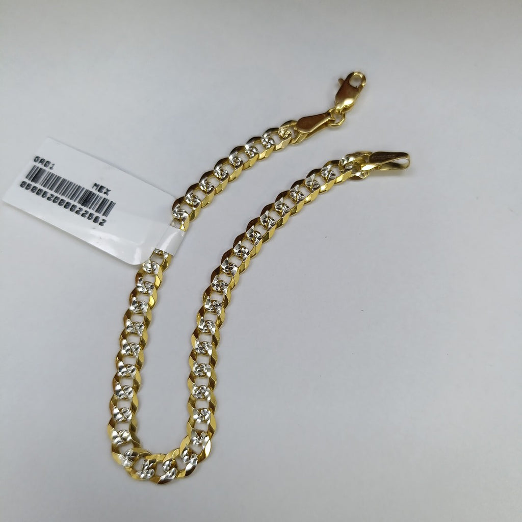 PULSERAS TEJIDO BARBADA DIAMANTADA ORO 14K 18 CM 6.6 GR (NUEVO)