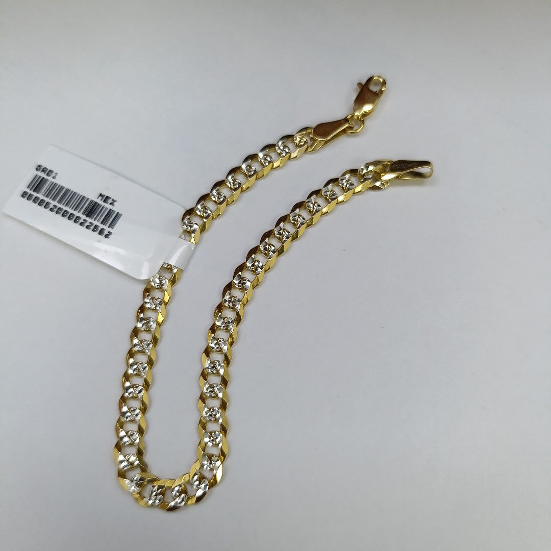 PULSERAS TEJIDO BARBADA DIAMANTADA ORO 14K 18 CM 6.6 GR (NUEVO)