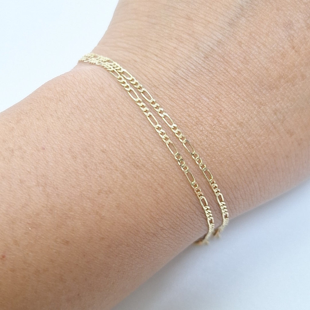 PULSERAS TEJIDO 3X1 ORO 14K 21 CM 1 GR (NUEVO)