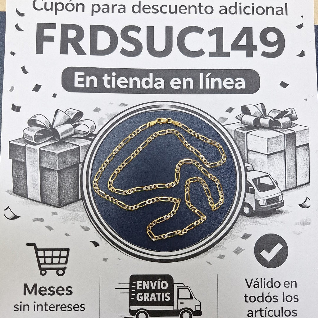 CADENAS TEJIDO 3X1 DIAMANTADO ORO 10K 55 CM 6.1 GR (NUEVO)