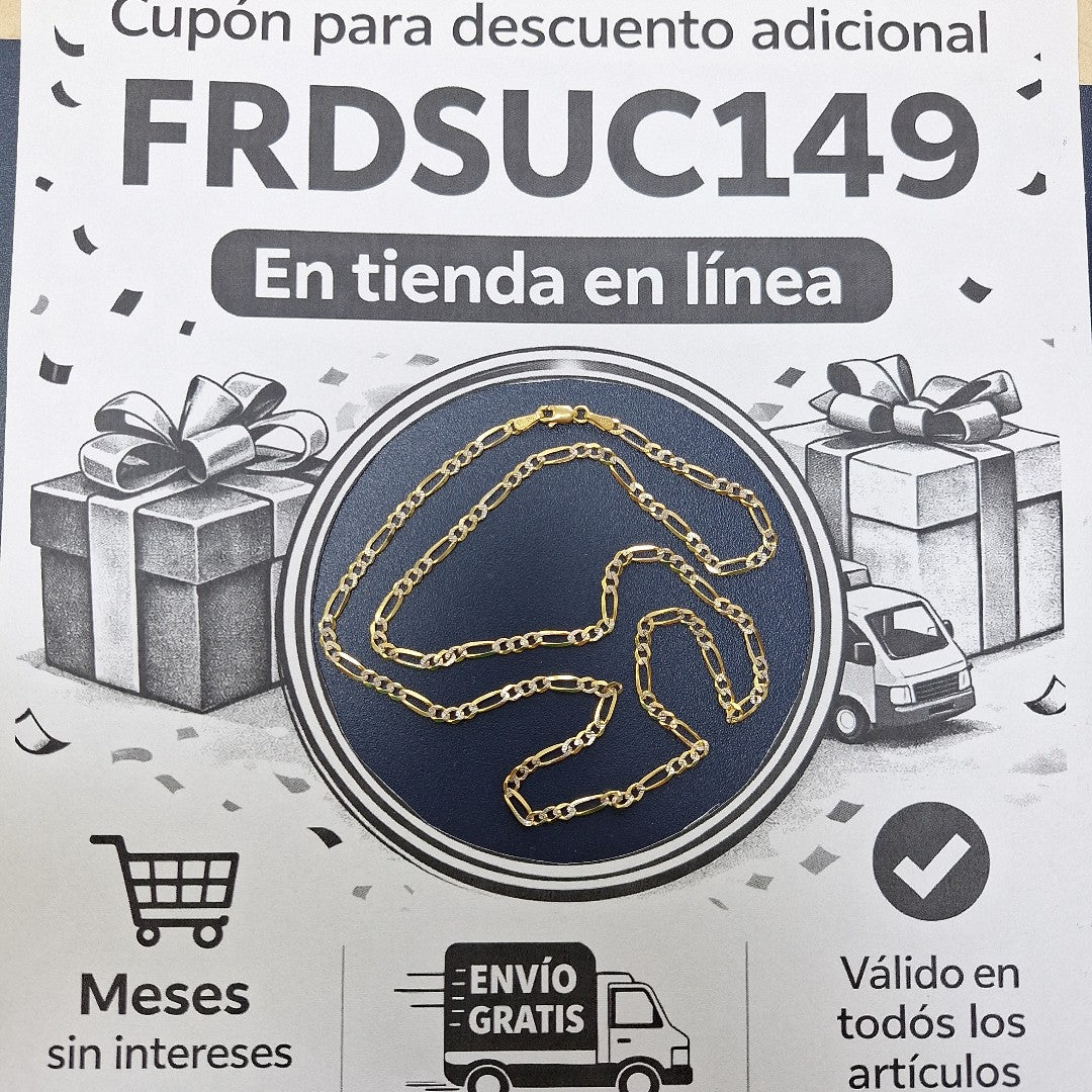 CADENAS TEJIDO 3X1 DIAMANTADO ORO 10K 55 CM 6.1 GR (NUEVO)