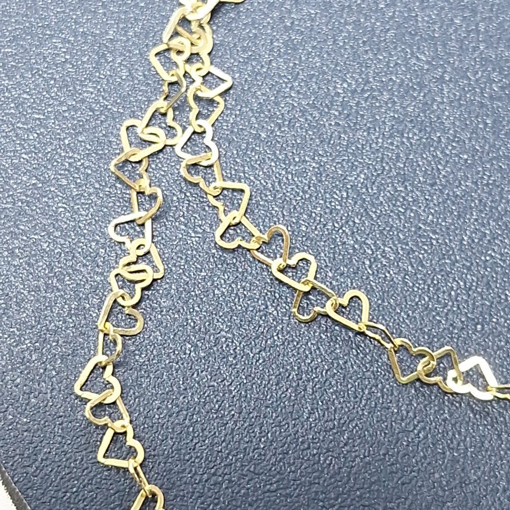 CADENAS TEJIDO CORAZONES ORO 10K 50 CM 2.5 GR (NUEVO)