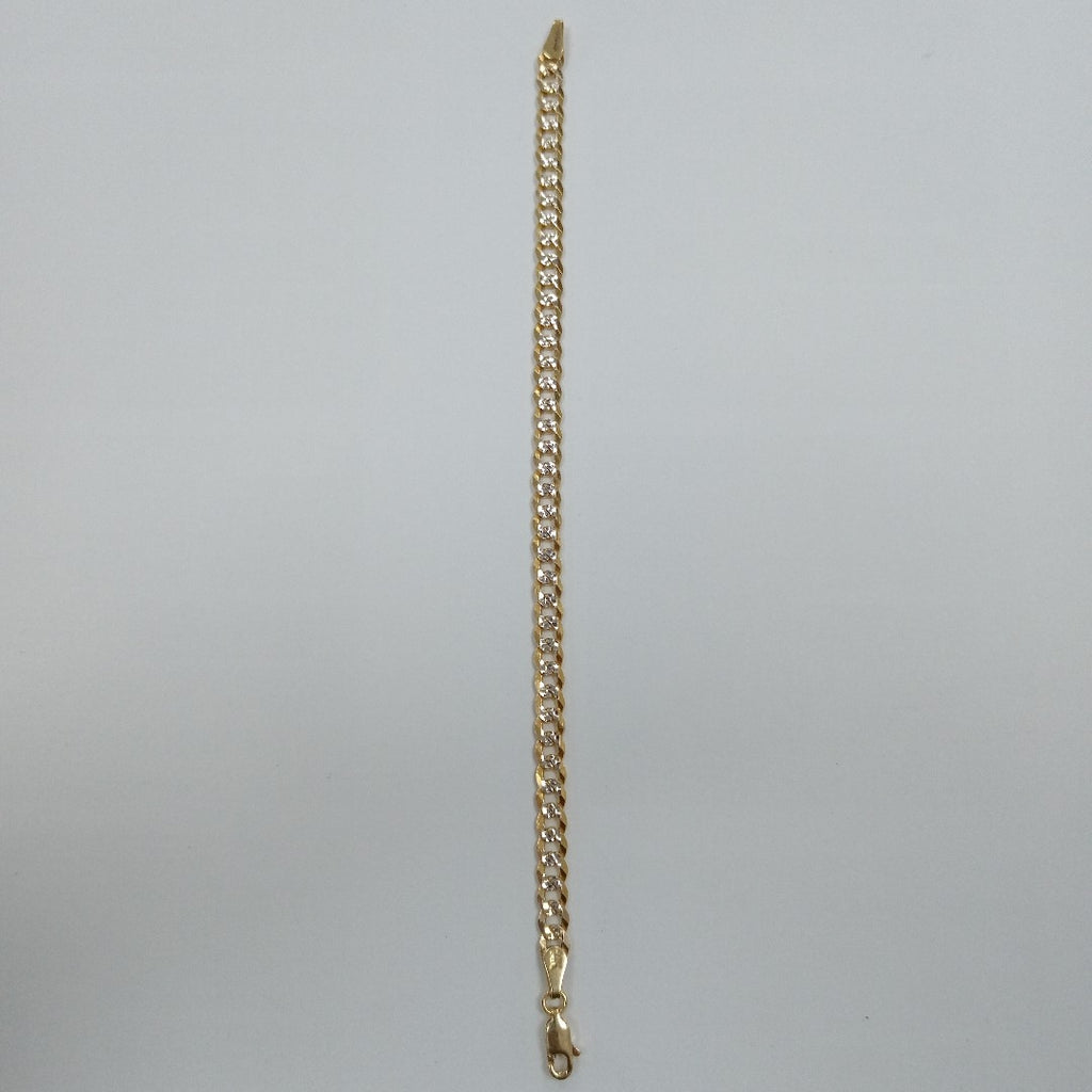 PULSERAS TEJIDO BARBADA DIAMANTADA ORO 14K 18 CM 6.8 GR (NUEVO)
