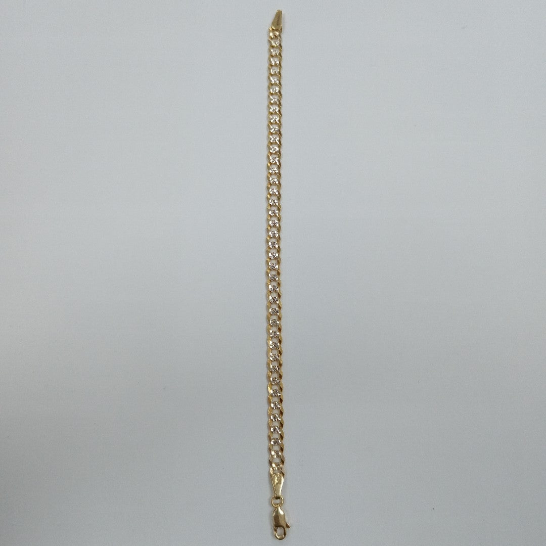PULSERAS TEJIDO BARBADA DIAMANTADA ORO 14K 18 CM 6.8 GR (NUEVO)
