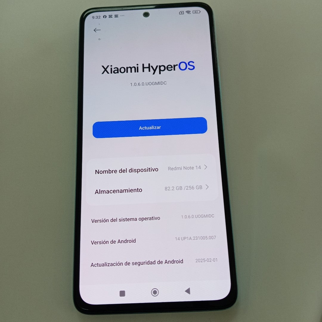 CELULAR XIAOMI REDMI NOTE 14 24117RN76L (2025) 256 GB 8 GB RAM (SEMINUEVO)