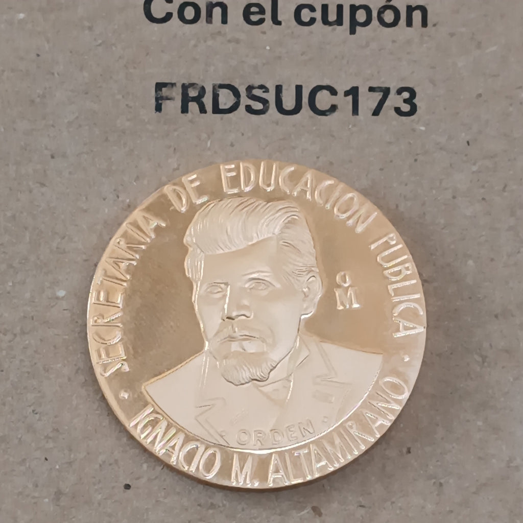 MEDALLA CONMEMORATIVA ORO 21 K 42 GRMS (SEMINUEVO)