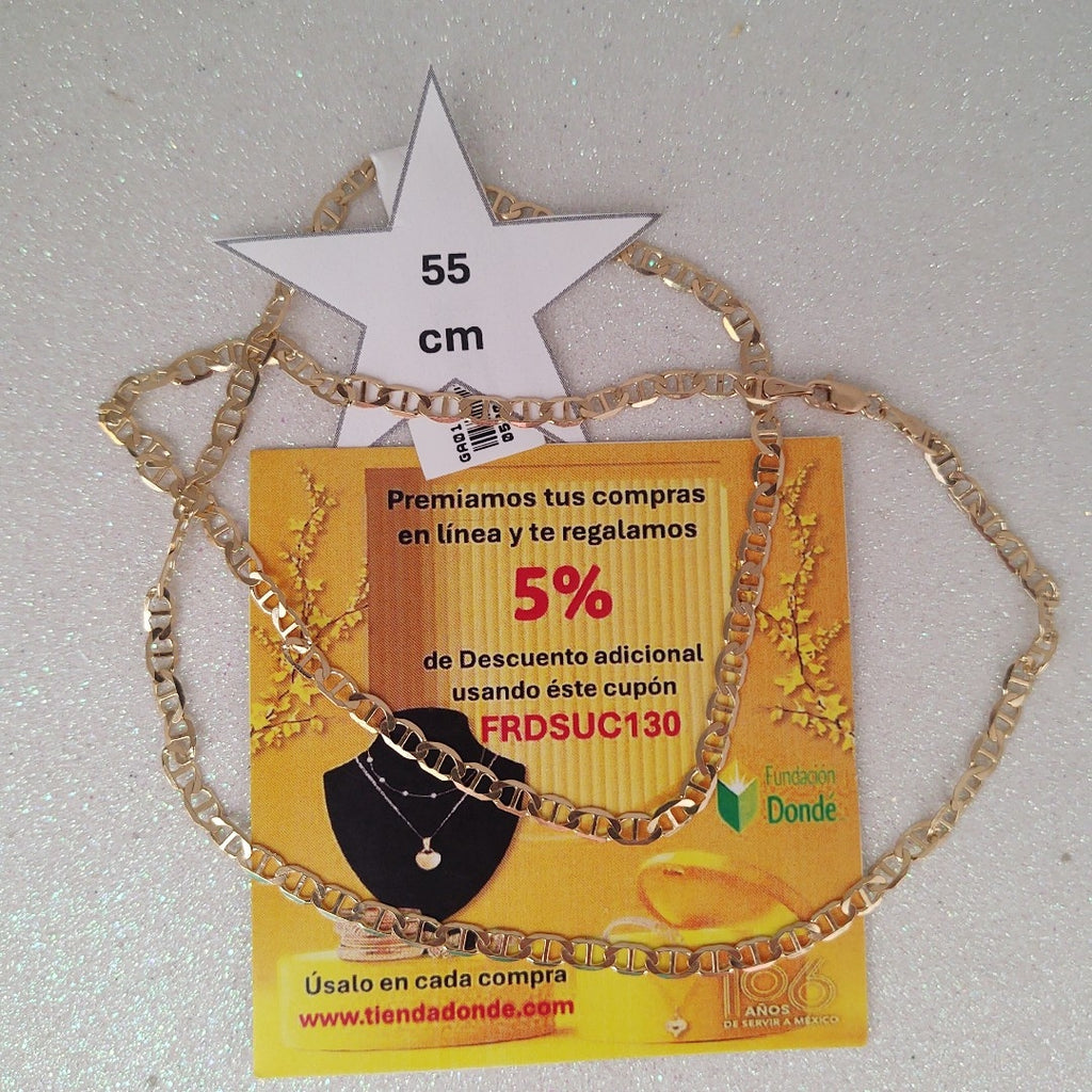 CADENAS TEJIDO MARINERA ORO 14K 55 CM 7.9 GR (NUEVO)