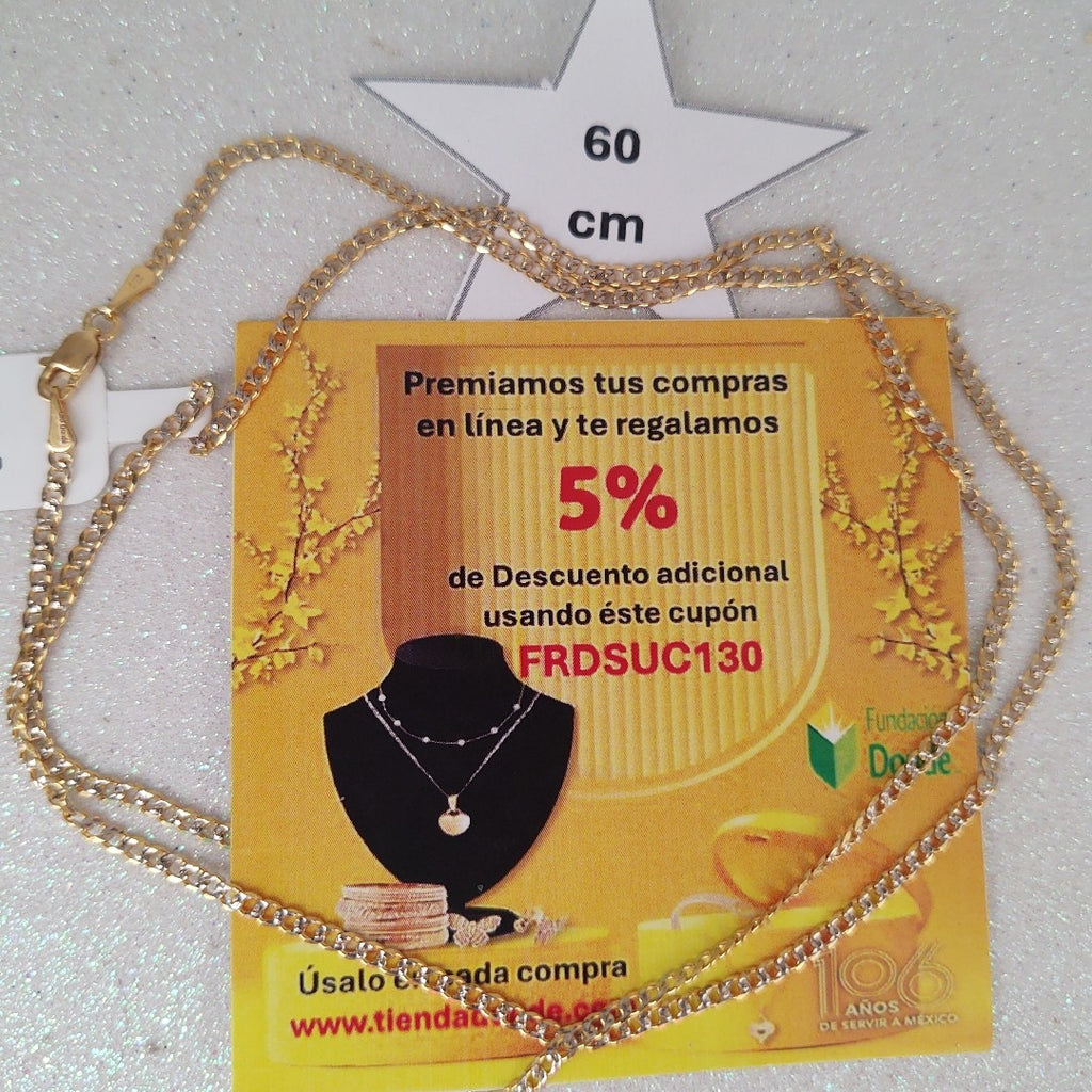 CADENAS BARBADA DIAMANTADA ORO 14K 60 CM 6.2 GR (NUEVO)