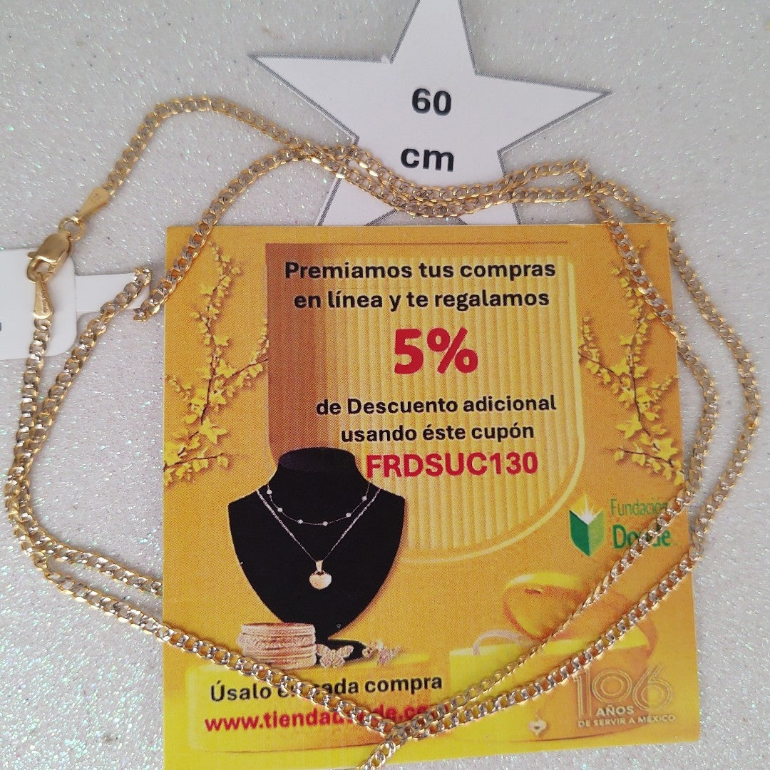 CADENAS BARBADA DIAMANTADA ORO 14K 60 CM 6.2 GR (NUEVO)