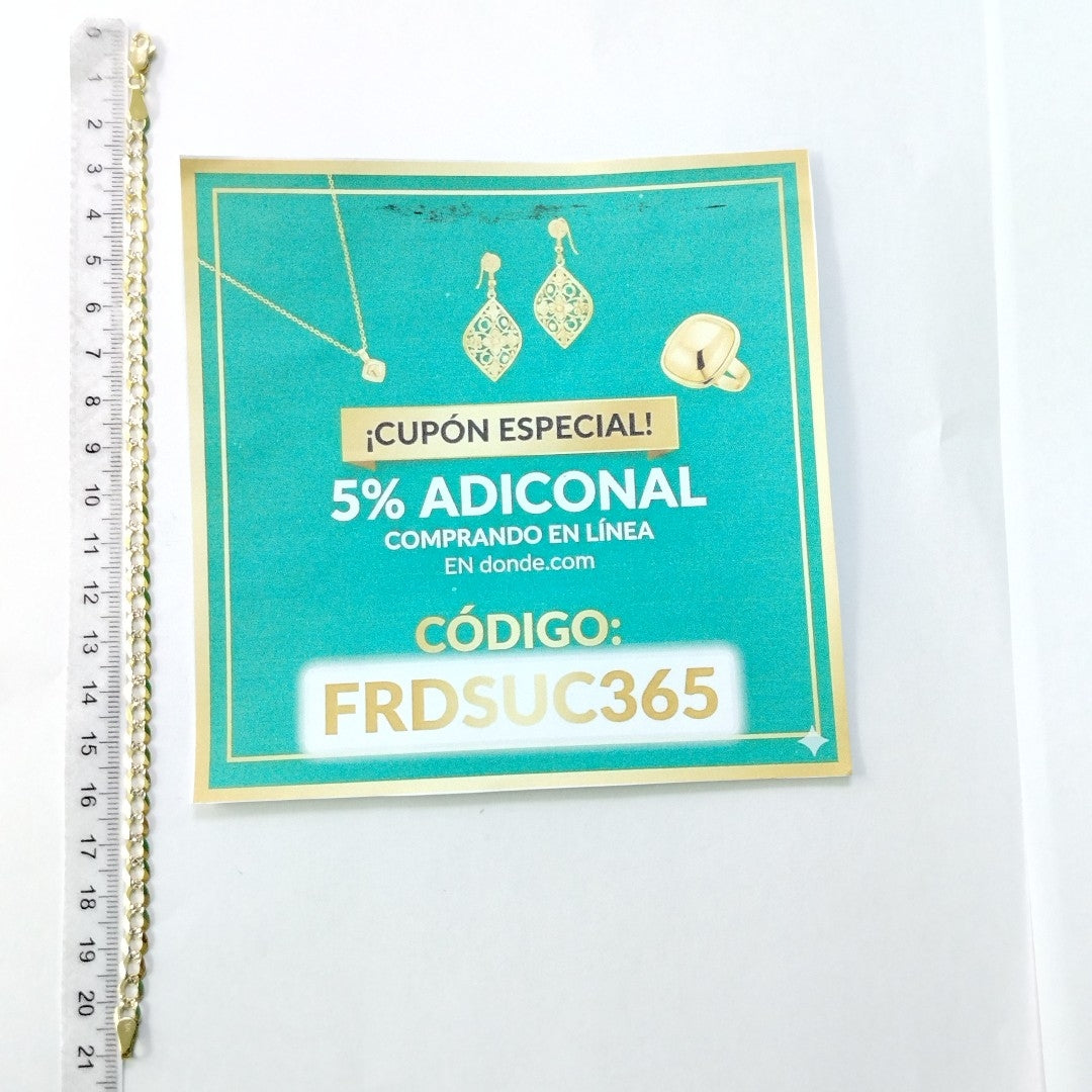 PULSERAS TEJIDO BARBADA DIAMANTADA ORO 14K 21 CM 5 GR (NUEVO)