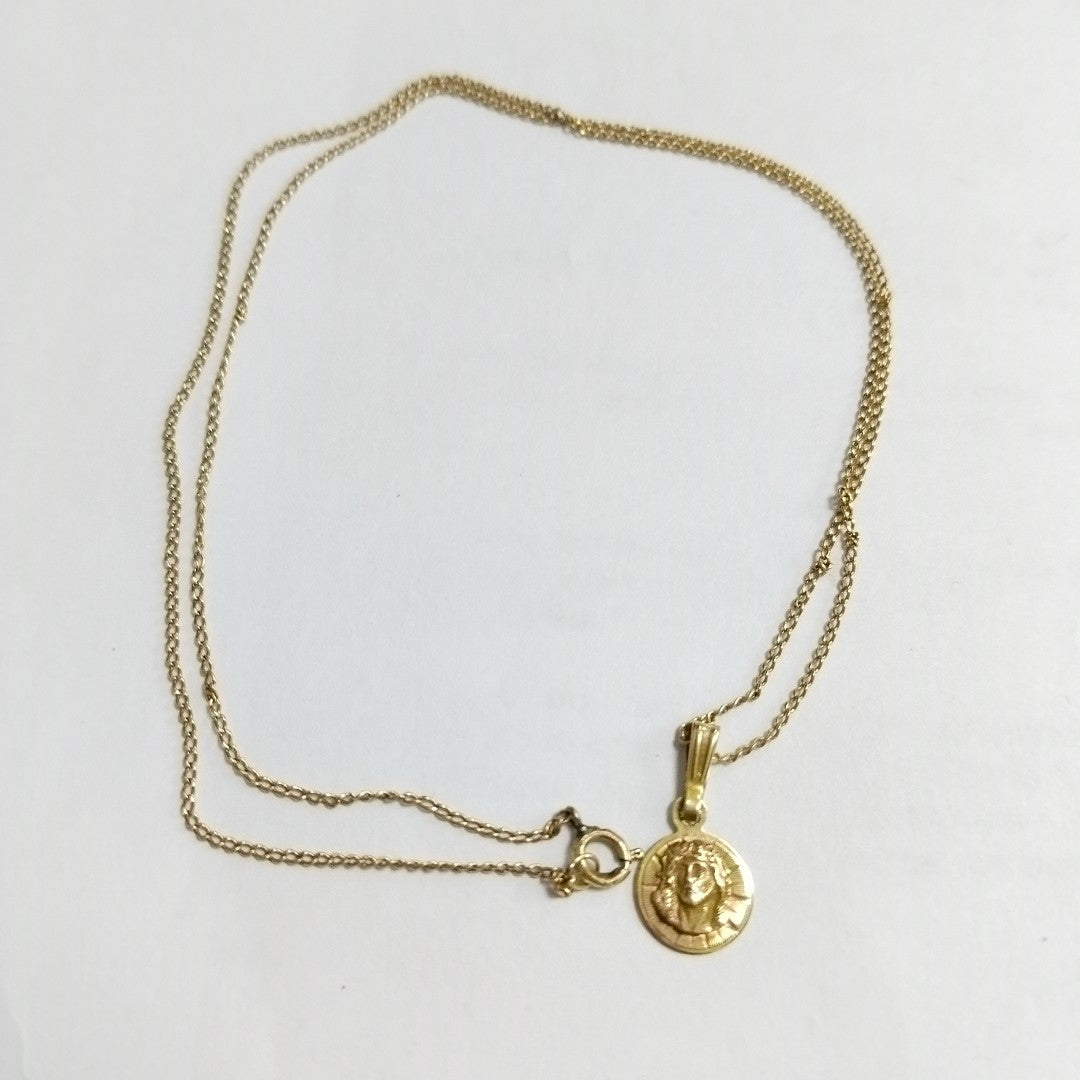 CADENA,MEDALLA RELIGIOSA ORO 14 K 2,20 GRMS (SEMINUEVO)