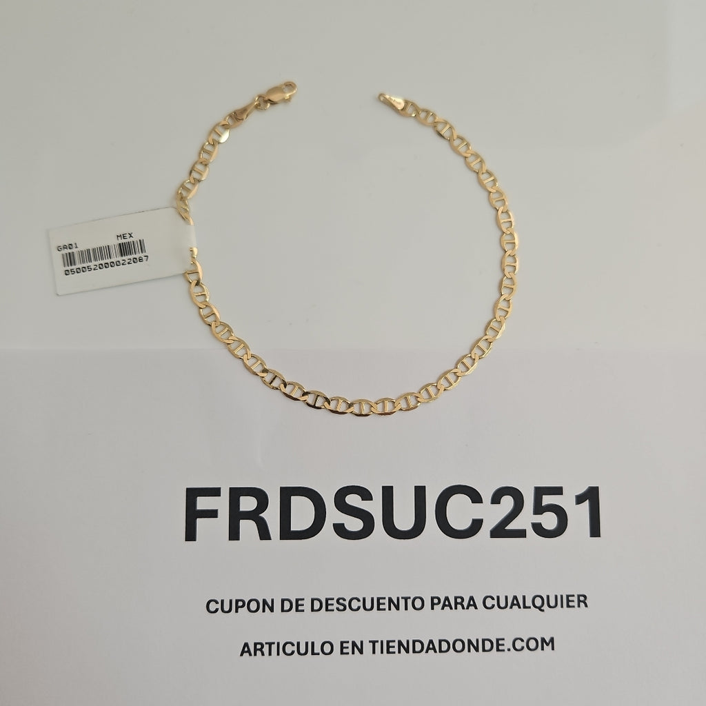 PULSERAS TEJIDO MARINERA ORO 14K 21 CM 3.4 GR (NUEVO)