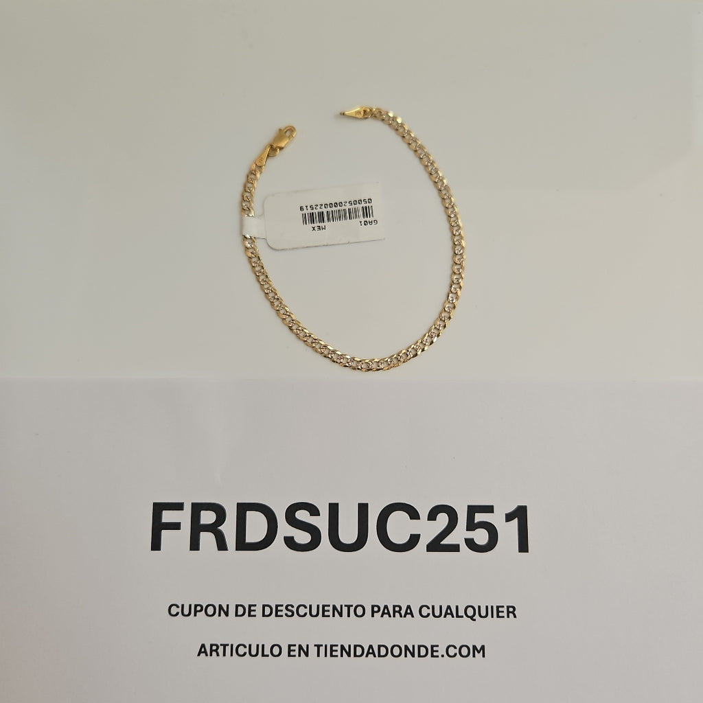 PULSERAS TEJIDO BARBADA DIAMANTADA ORO 14K 18 CM 3.2 GR (NUEVO)