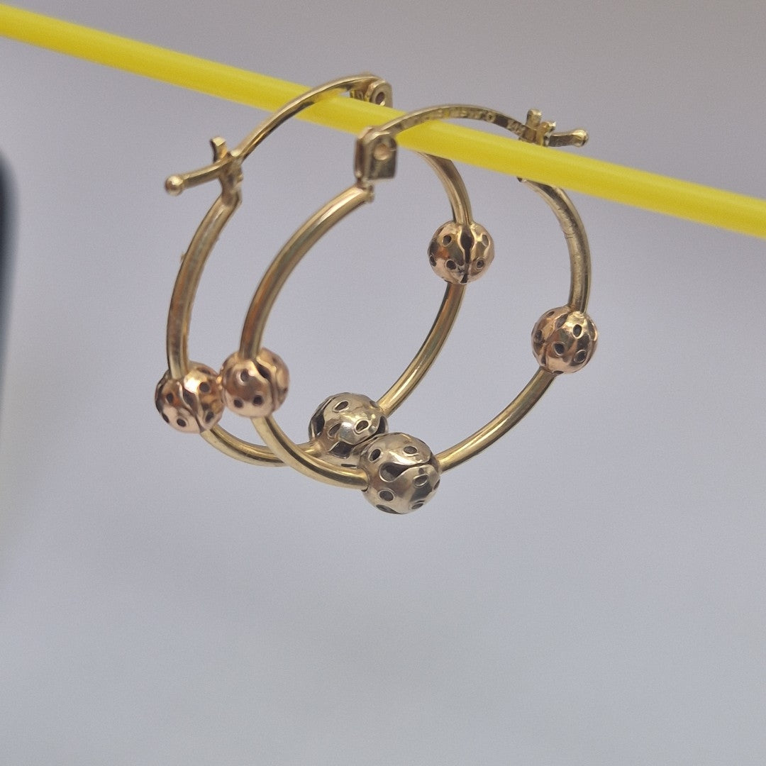 ARRACADAS PAR ORO, ORO COMBINADO 14 K 2.2 GRMS (SEMINUEVO)